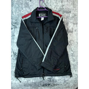 Victory Motorcycles Medium Nylon Riding Racing Jacket Red Gray Stripe USA M